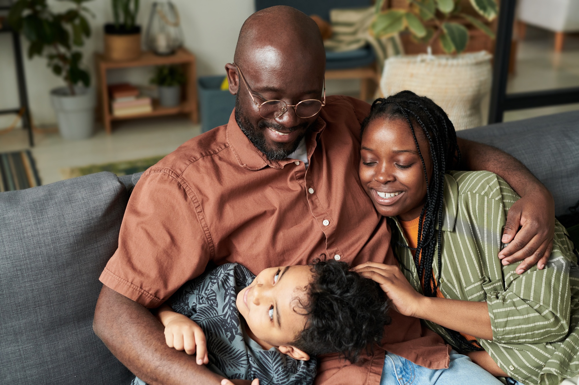 Happy young African American family